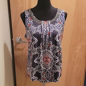 Nwot Magnolia Grace beaded print tank top med